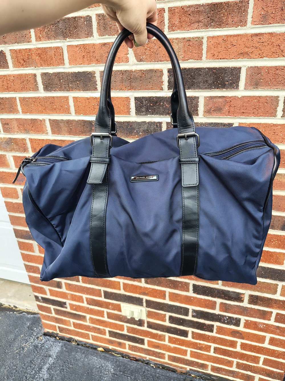 Michael Kors Navy Blue Nylon Weekender Duffle Bag Travel Carry-On